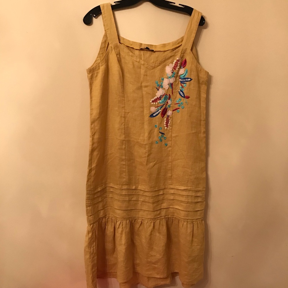 For Cynthia Yellow Embroidered Ruffle Midi Dress - Picture 2 of 8